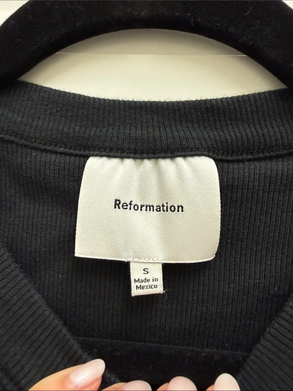 Reformation Black Short-Sleeve Button-Front Ribbed Top